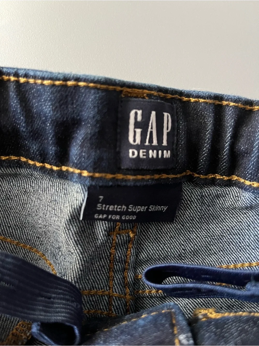 GAP Dark Wash Kids Jeans - Navy with Yellow Stitching